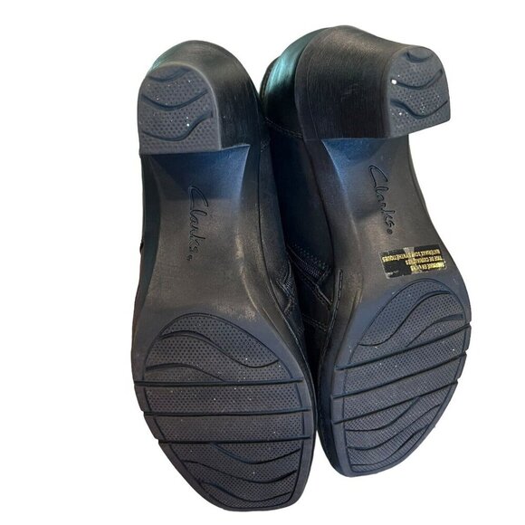 Clarks Bendables Mirabelle Hills 9.5M Ankle Booties Black‎ Leather Casual Heeled - Picture 8 of 10